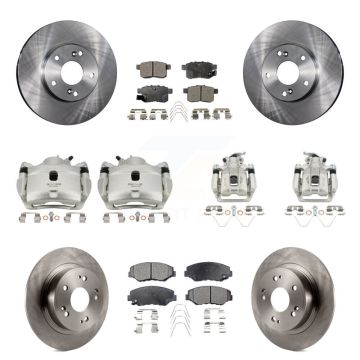 Front Rear Disc Brake Caliper Rotors And Semi-Metallic Pads Kit (10Pc) For Honda Accord KC8-101295P