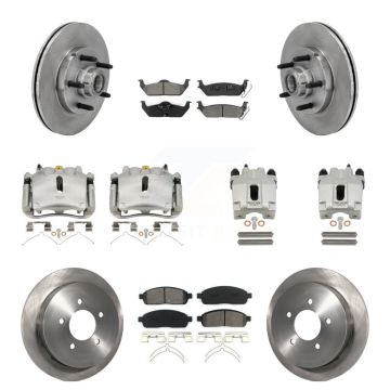 Front Rear Disc Brake Caliper Rotor Semi-Metallic Pad Kit (10Pc) For 2004 Ford F-150 RWD KC8-101295S