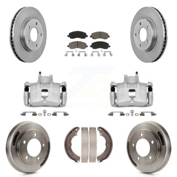 Front Rear Disc Brake Caliper Rotors Drums Ceramic Pads Kit (8Pc) For Mitsubishi Lancer KC8-101296C