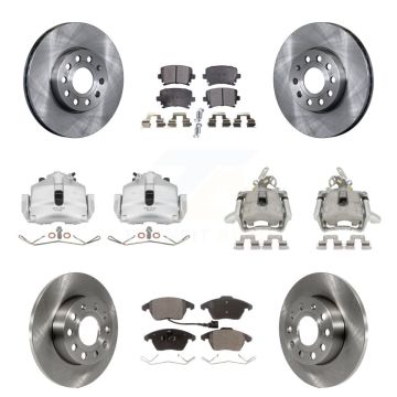 Front Rear Brake Caliper Rotors & Ceramic Pad Kit (10Pc) For 2006-2009 Volkswagen Rabbit KC8-101297T