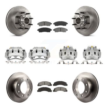 Front Rear Brake Caliper Rotors & Semi-Metallic Pad Kit (10Pc) For Ford F-350 Super Duty KC8-101298S