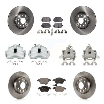 Front Rear Disc Brake Caliper Rotors And Ceramic Pads Kit (10Pc) For Volkswagen GTI KC8-101298T