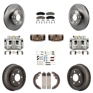 Front Rear Brake Caliper Rotors Drum Ceramic Pad Shoe Cylinder & Hardware Kit (11Pc) For KC8-101299C