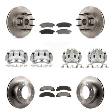 Front Rear Brake Caliper Rotors Semi-Metallic Pad Kit (10Pc) For 2005 Ford Excursion RWD KC8-101299S
