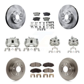 Front Rear Disc Brake Caliper Rotors And Semi-Metallic Pads Kit (10Pc) For Honda Accord KC8-101301P