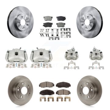 Front Rear Disc Brake Caliper Rotors And Semi-Metallic Pads Kit (10Pc) For Honda Accord KC8-101302P