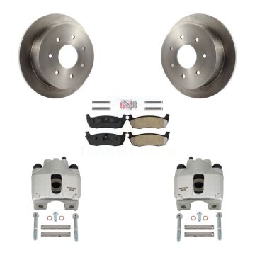 Rear Disc Brake Caliper Rotors And Semi-Metallic Pads Kit For Ford F-250 HD KC8-101304N