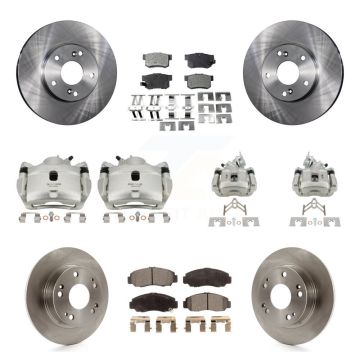 Front Rear Disc Brake Caliper Rotors And Semi-Metallic Pads Kit (10Pc) For Honda Accord KC8-101304P