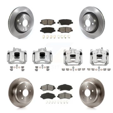 Front Rear Disc Brake Caliper Rotors And Semi-Metallic Pads Kit (10Pc) For Jeep Wrangler KC8-101307S