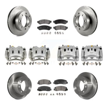 Front Rear Brake Caliper Rotors & Semi-Metallic Pad Kit (10Pc) For Ford F-350 Super Duty KC8-101309P