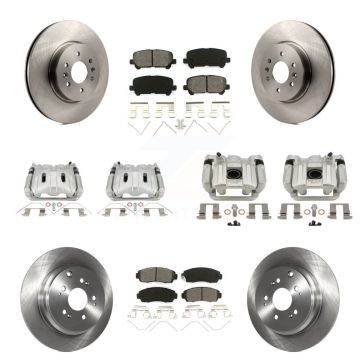 Front Rear Brake Caliper Rotors Semi-Metallic Pad Kit (10Pc) For 2011-2014 Honda Odyssey KC8-101309S