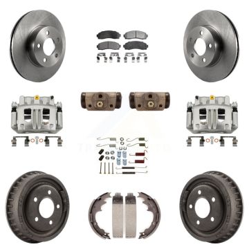 Front Rear Disc Brake Caliper Rotors Drum Semi-Metallic Pad Shoe Cylinder Kit (11Pc) For KC8-101314P