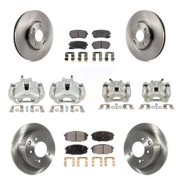Front Rear Disc Brake Caliper Rotors And Ceramic Pads Kit (10Pc) For Kia Forte5 2.0L KC8-101314T