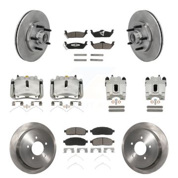 Front Rear Disc Brake Caliper Rotors And Ceramic Pads Kit (10Pc) For 2004 Ford F-150 RWD KC8-101316C