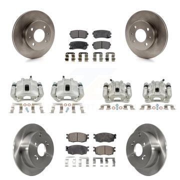 Front Rear Brake Caliper Rotors Ceramic Pad Kit (10Pc) For 2006 Hyundai Accent Hatchback KC8-101316T
