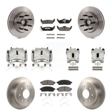 Front Rear Brake Caliper Rotor Ceramic Pad Kit (10Pc) For Ford F-150 Lincoln Mark LT RWD KC8-101317C