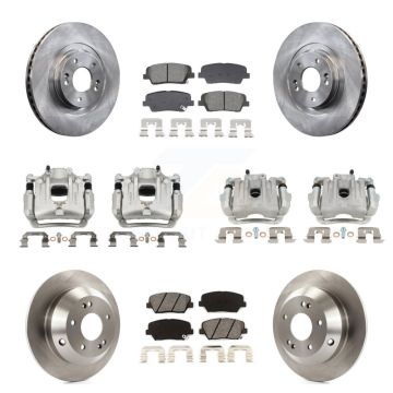 Front Rear Disc Brake Caliper Rotors And Semi-Metallic Pads Kit (10Pc) For Kia Sorento KC8-101320S