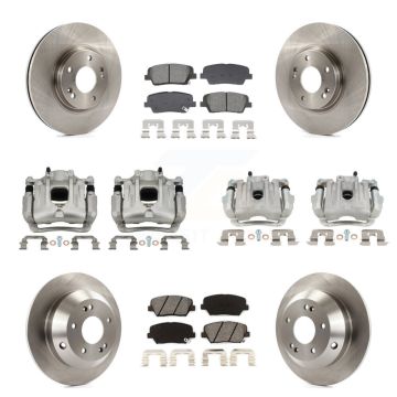 Front Rear Brake Caliper Rotor And Semi-Metallic Pad Kit (10Pc) For Hyundai Santa Fe Kia KC8-101322S