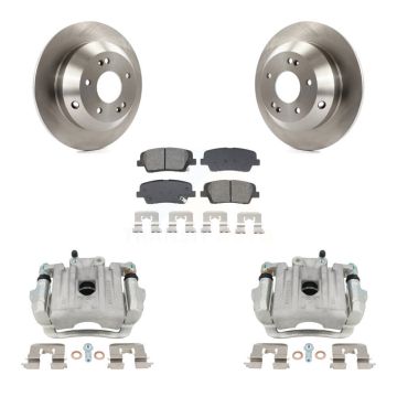 Rear Brake Caliper Rotor Semi-Metallic Pad Kit For Hyundai Santa Fe Sport Kia Sorento XL KC8-101324S