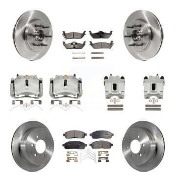 Front Rear Brake Caliper Rotors Semi-Metallic Pad Kit (10Pc) For Ford F-150 Lincoln Mark KC8-101326P