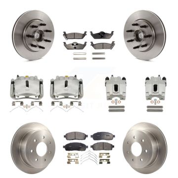 Front Rear Brake Caliper Rotors Semi-Metallic Pad Kit (10Pc) For Ford F-150 Lincoln Mark KC8-101328P