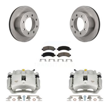 Rear Disc Brake Caliper Rotor Ceramic Pad Kit For 2006 Chevrolet Express 2500 GMC Savana KC8-101330C