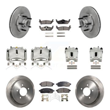 Front Rear Disc Brake Caliper Rotors And Ceramic Pads Kit (10Pc) For 2004 Ford F-150 RWD KC8-101335T