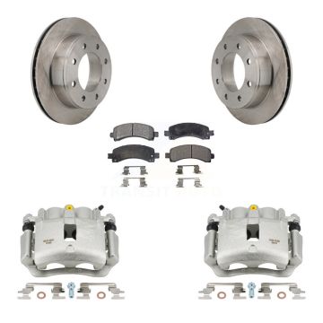 Rear Brake Caliper Rotors Semi-Metallic Pad Kit For 06 Chevrolet Express 2500 GAS engine KC8-101345P