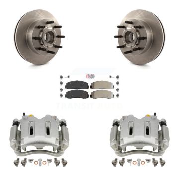 Front Disc Brake Caliper Rotor Semi-Metallic Pad Kit For Ford F-350 Super Duty F-250 RWD KC8-101346N