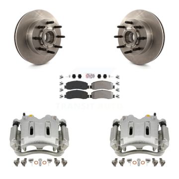 Front Disc Brake Caliper Rotor Semi-Metallic Pad Kit For Ford F-350 Super Duty F-250 RWD KC8-101347N