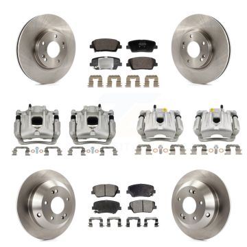 Front Rear Brake Caliper Rotor And Semi-Metallic Pad Kit (10Pc) For Hyundai Santa Fe Kia KC8-101348P