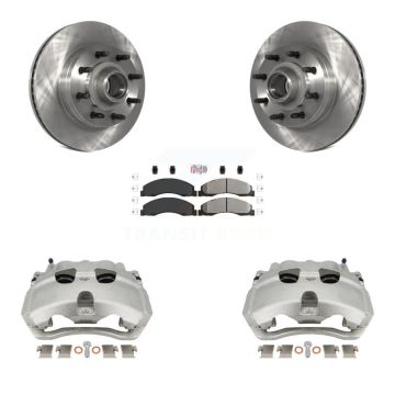 Front Brake Caliper Rotors & Semi-Metallic Pad Kit For Ford E-350 Super Duty E-250 E-150 KC8-101349N