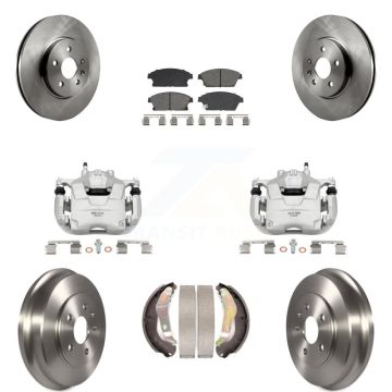 Front Rear Brake Caliper Rotor Drum Semi-Metallic Pad Kit (8Pc) For 13-17 Chevrolet Trax KC8-101349S
