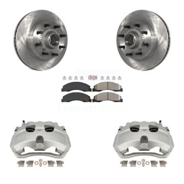 Front Brake Caliper Rotors & Semi-Metallic Pad Kit For Ford E-350 Super Duty E-250 E-150 KC8-101350N