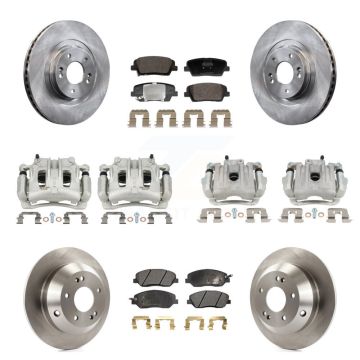 Front Rear Brake Caliper Rotor Semi-Metallic Pad Kit (10Pc) For Hyundai Santa Fe XL 3.3L KC8-101350P