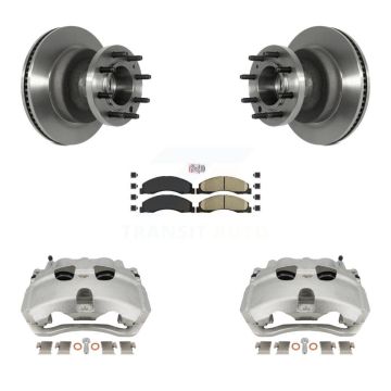 Front Disc Brake Caliper Rotors And Ceramic Pads Kit For Ford E-350 Super Duty E-450 KC8-101351N