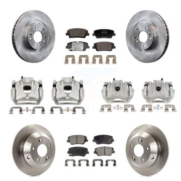 Front Rear Disc Brake Caliper Rotors And Semi-Metallic Pads Kit (10Pc) For Kia Sorento KC8-101351P