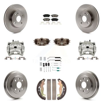 Front Rear Disc Brake Caliper Rotors Drum Semi-Metallic Pad Shoe Cylinder Kit (11Pc) For KC8-101351S