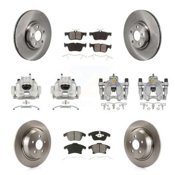 Front Rear Disc Brake Caliper Rotors And Semi-Metallic Pads Kit (10Pc) For Lincoln MKZ KC8-101355S