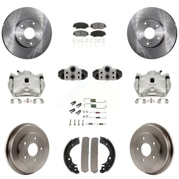 Front Rear Brake Caliper Rotor Drum Semi-Metallic Pad Shoe Cylinder Hardware Kit (11Pc) For KC8-1013