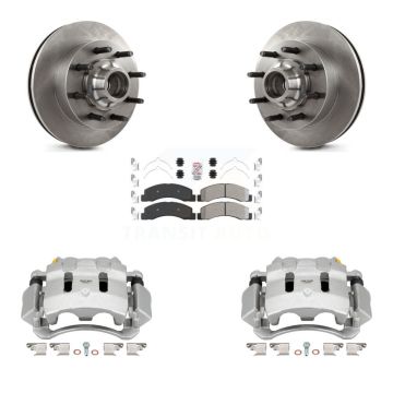 Front Disc Brake Caliper Rotor And Semi-Metallic Pad Kit For Ford F-350 Super Duty F-250 KC8-101357N