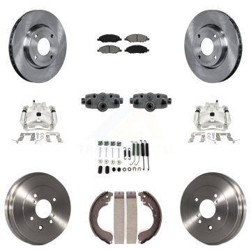 Front Rear Brake Caliper Rotor Drum Semi-Metallic Pad Shoe Cylinder Hardware Kit (11Pc) For KC8-1013