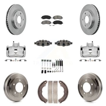 Front Rear Brake Caliper Rotor Drum Semi-Metallic Pad Shoe Cylinder Hardware Kit (11Pc) For KC8-1013