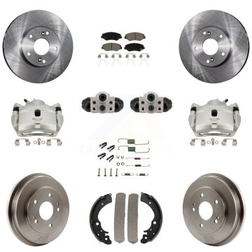 Front Rear Brake Caliper Rotors Drum Ceramic Pad Shoe Cylinder & Hardware Kit (11Pc) For KC8-101364C