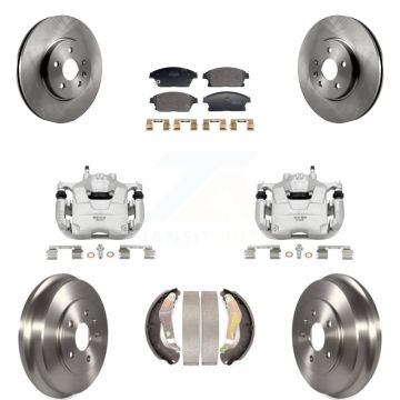 Front Rear Brake Caliper Rotor Drum Semi-Metallic Pad Kit (8Pc) For 13-17 Chevrolet Trax KC8-101365P