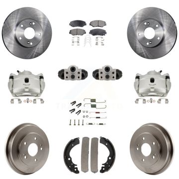 Front Rear Brake Caliper Rotor Drum Semi-Metallic Pad Shoe Cylinder Hardware Kit (11Pc) For KC8-1013