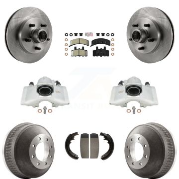 Front Rear Brake Caliper Rotors Drum Semi-Metallic Pads Kit (8Pc) For C1500 Suburban GMC KC8-101387N