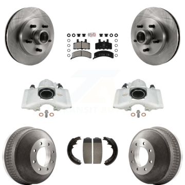 Front Rear Brake Caliper Rotors Drum Semi-Metallic Pads Kit (8Pc) For C1500 Suburban GMC KC8-101388N