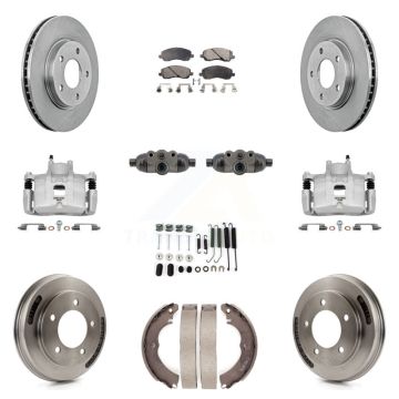 Front Rear Brake Caliper Rotors Drum Ceramic Pad Shoe Cylinder & Hardware Kit (11Pc) For KC8-101392T