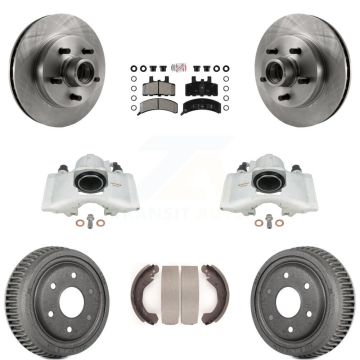 Front Rear Disc Brake Caliper Rotors Drums Semi-Metallic Pads Kit (8Pc) For GMC Yukon KC8-101394N